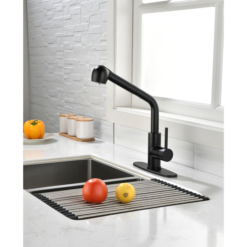 Robinets de cuisine avec douchette extractible, robinet d'évier de cuisine à poignée simple avec douchette extractible