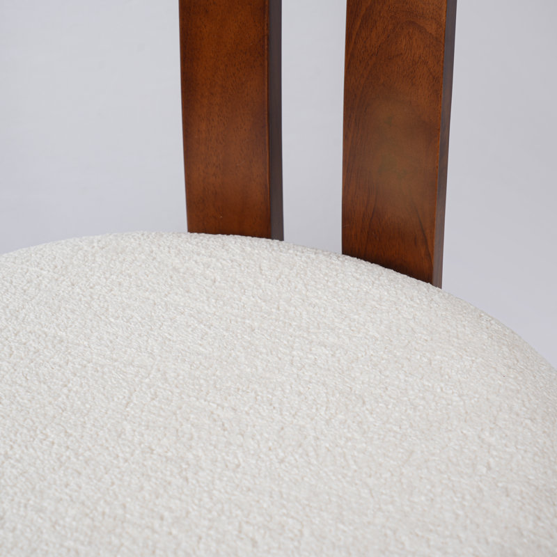 3-Piece Modern Round Sintered Stone Dining Table Set With 2 Boucle Fabric Chairs, White