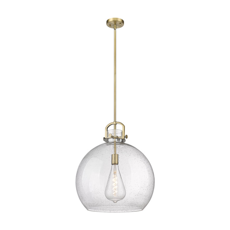 Luminaire suspendu à 1 tige Sligo, Laiton brossé, Grainé, H 20,5 po x l 18 po x P 18 po