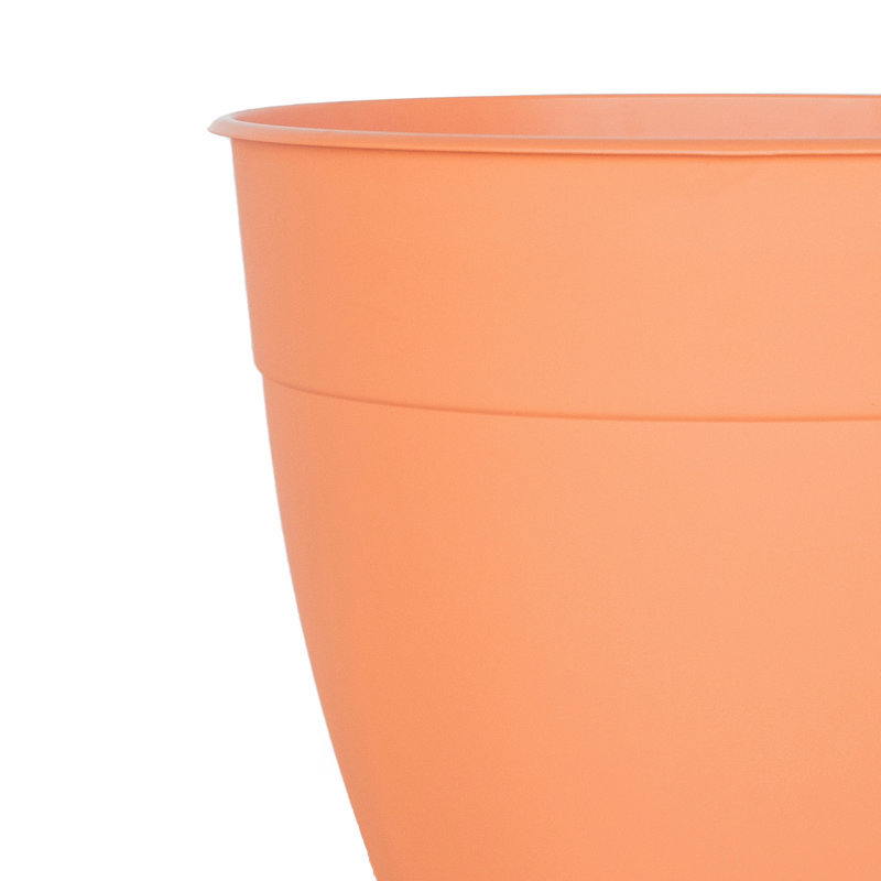 Dayton Traditional Recycled Plastic Indoor/Outdoor Planter with Attached Saucer, 12" H x 12" W x 12" D, Coral