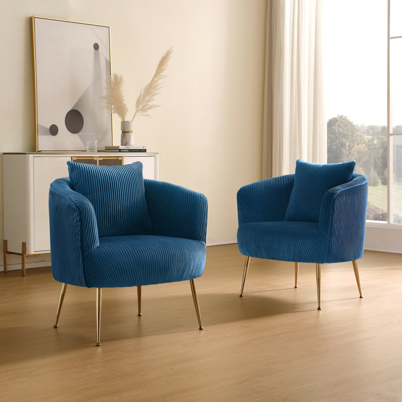 Chrystina 28.74'' Wide Tufted Velvet arm chair, Blue Velvet