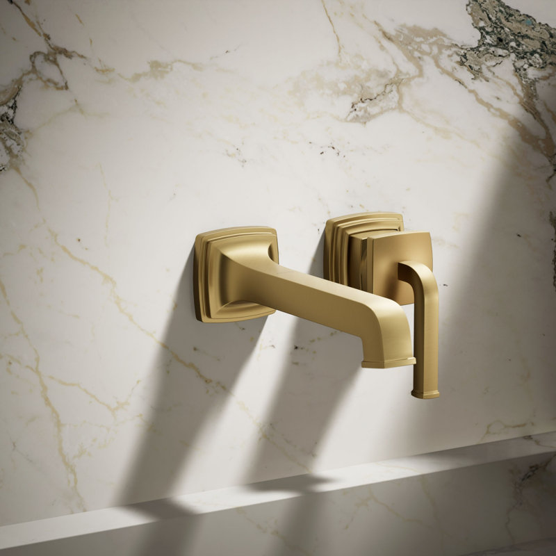 Riff Wall-Mount Single-Handle Bathroom Sink Faucet, Vibrant Brushed Moderne Brass