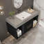 Meuble-lavabo flottant contemporain simple 39,4 po avec comptoir en faux marbre, lavabo en céramique et 2 tiroirs en bois massif multicouches