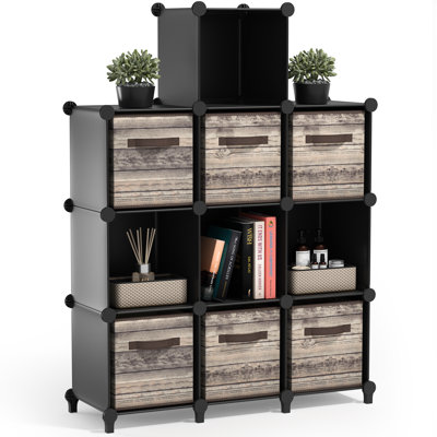 Sorbus Cube Storage Organizer – 10 Pack - Waterproof Cubby Shelf for Closet, Toys, Books, Shoes, Décor – Space-Saving Bookshelf for Bedroom, Living Room, Kids’ Room, or Office, Black, Set of 10