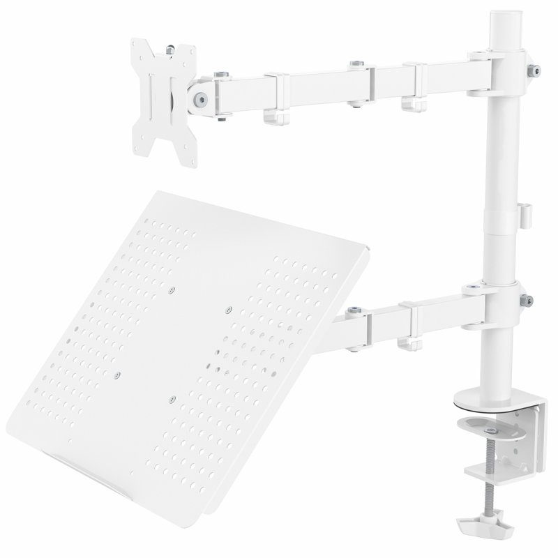 Single Monitor and Laptop Desk Mount, White