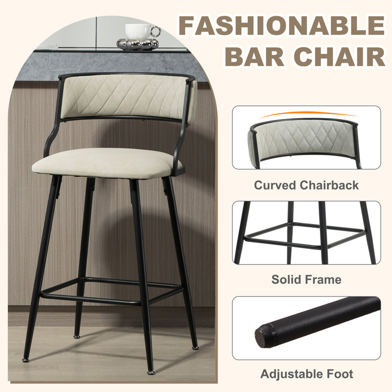 Bar Height Set, Tempered Glass Round Dining Table And Height Bar Stools, Beige, 5 Piece