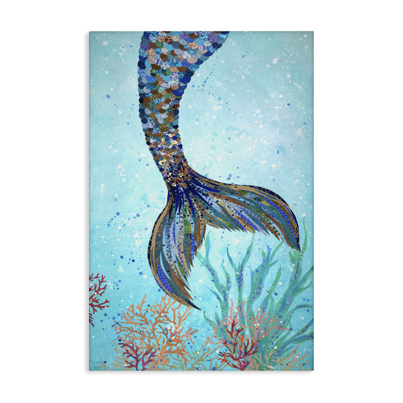 «Tall Tails Mermaid», art mural sur toile par Jennifer Peck, H 24 po x l 16 po