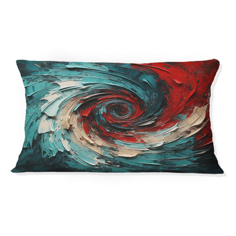Coussin décoratif rouge et bleu Majestic Motion Spiral II - Abstract Spirals