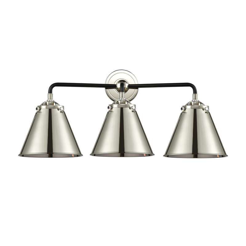 Donovan 3 - Light Dimmable Vanity Light, Polished Nickel, Black Polished Nickel, Incandescent