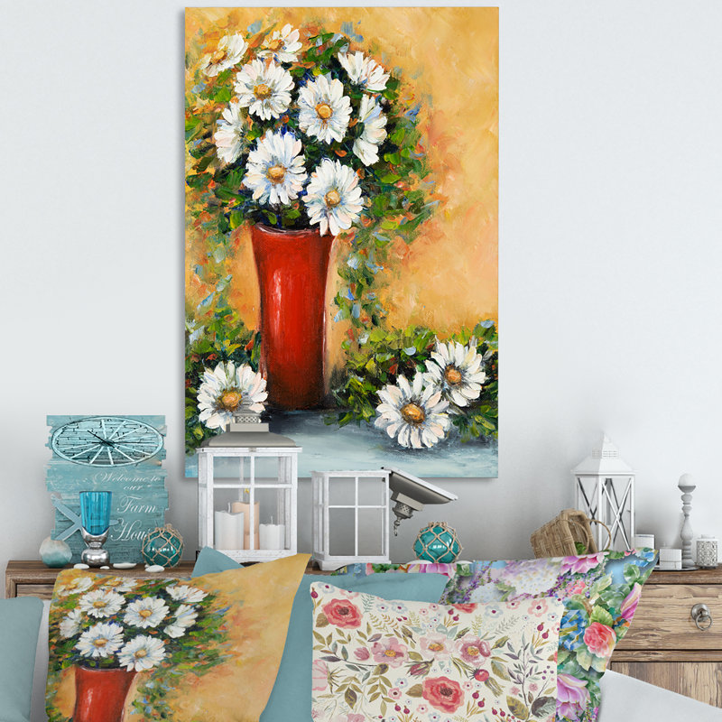Bouquet de marguerites, H 20 po x l 12 po, Toile tendue
