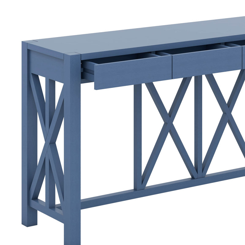 Console avec 4 tiroirs spacieux et rangement ouvert, Navy Blue