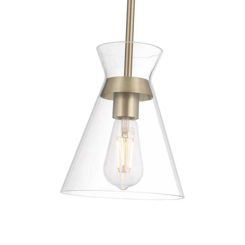 Mini-luminaire suspendu 1 lumière Amarella, H 45,2 po x l 7 po x P 7 po, Or moderne