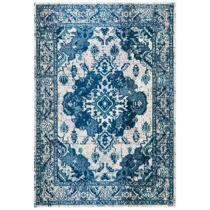 Almyra Oriental Area Rug, Rectangle 3' x 5', Blue/Ivory