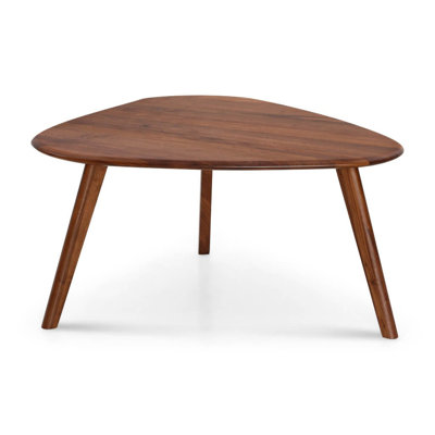 Triangular 2-Piece Walnut Wood Nesting Table