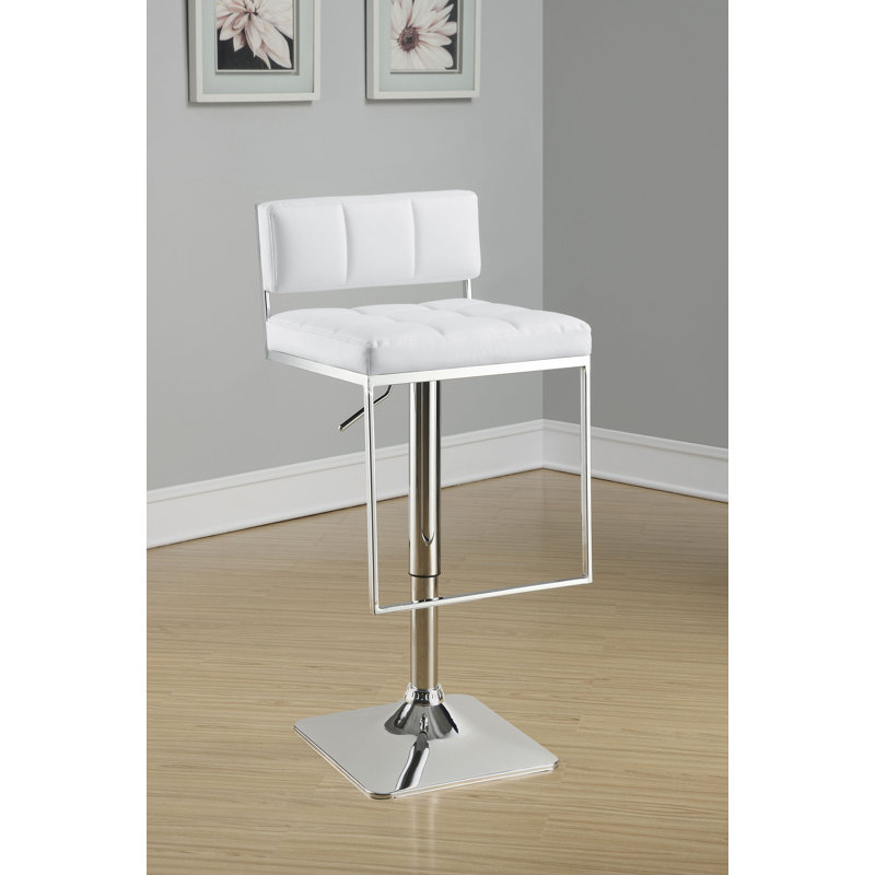 Tabouret de bar rotatif à hauteur ajustable avec structure en métal Kinnear, Blanc