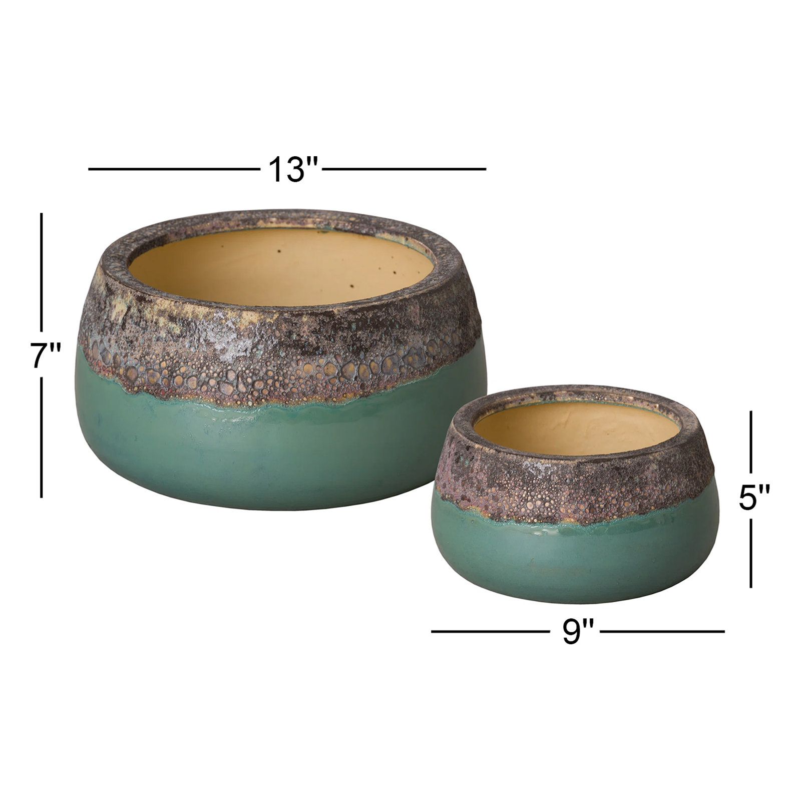 Eldon Handmade Ceramic Pot Planter, 5"H x 9"W x 9"D/7"H x 13"W x 13"D