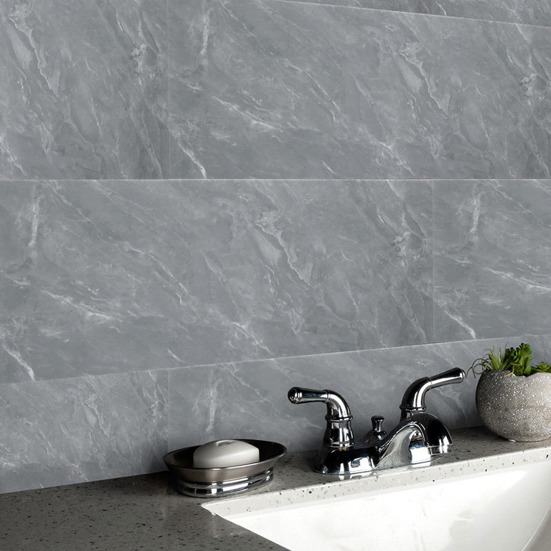 Clayson 5.1 cm x 47 cm Peel and Stick Faux Brick (10-pack), Marble Gray