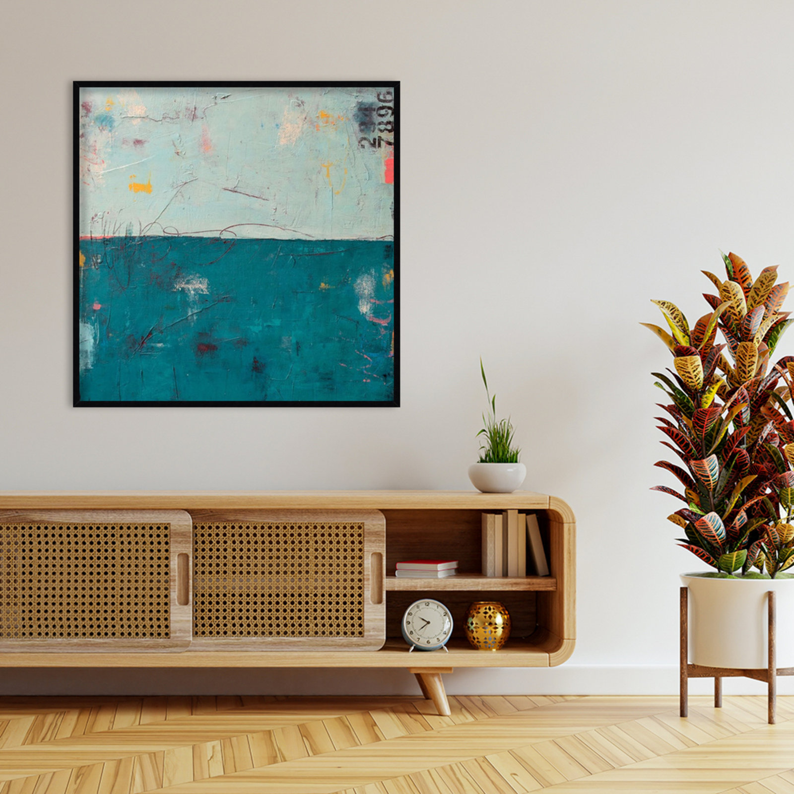 Blue Bay Hideaway Print by Erin Ashley, 41" H x 42" W, Black