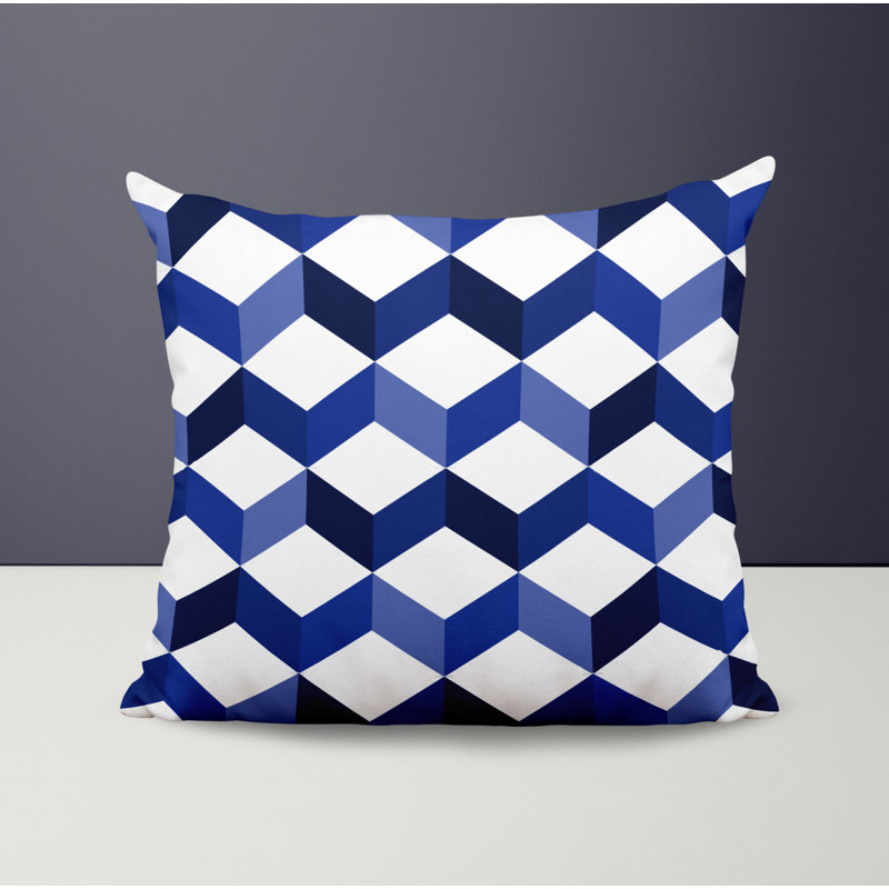 Polyester Throw Square Indoor/Outdoor Pillow Cover & Insert, 17W" x 17H", Navy Blue