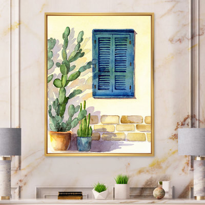 House Facade With A Window With Turquoise Shutters " House Facade With A Window With Turquoise Shutters "