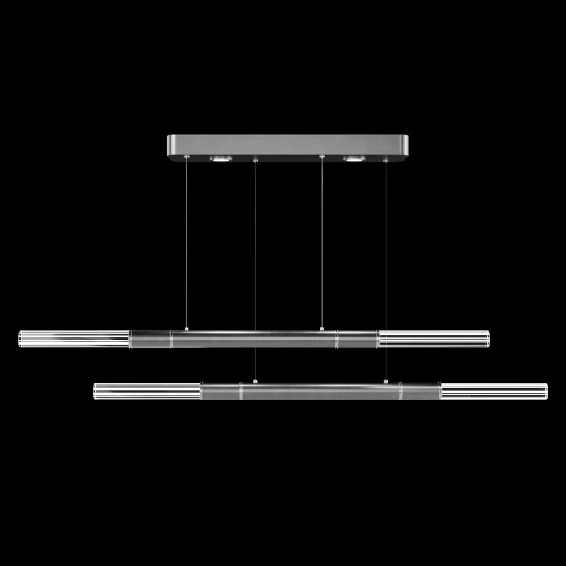 Antonia 71"W Linear Pendant, Nickel/Silver Leaf