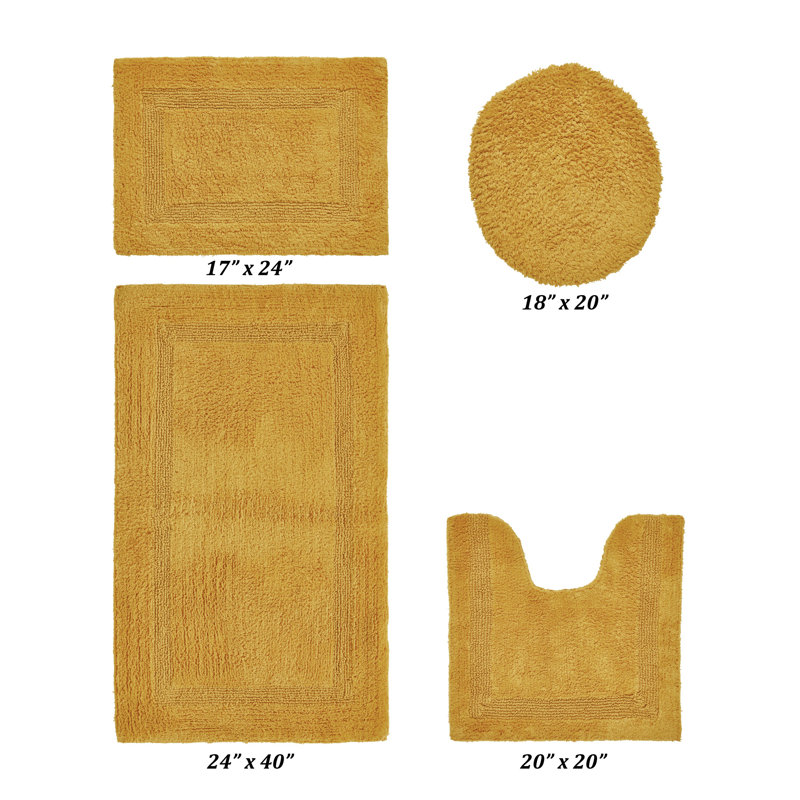 Ensemble de tapis pour salle de bain 100% coton 2370 g / m² Lux Premium, Jaune