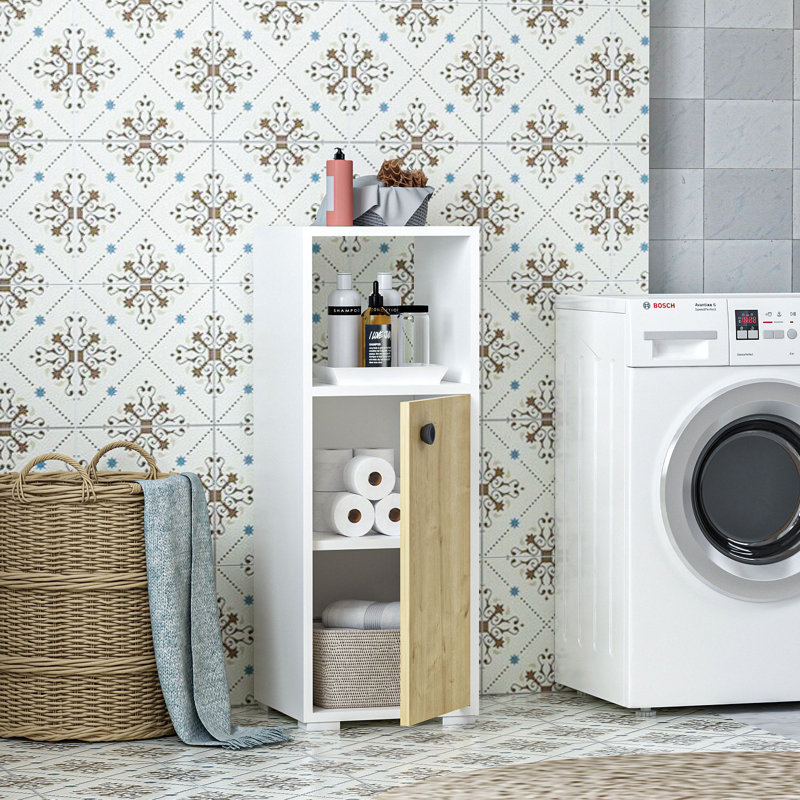 Caundra Freestanding Bathroom Cabinet, White Sapphire Oak