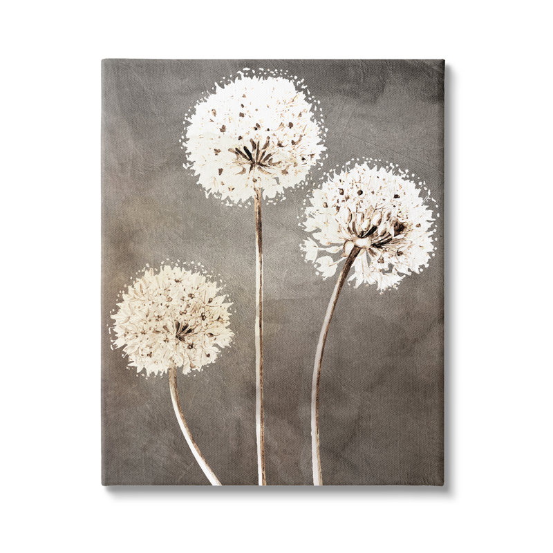 «Fluffy Dandelion Plants Wildflower Botanical Blooms» par Kim Allen - reproduction rectangulaire sur toile