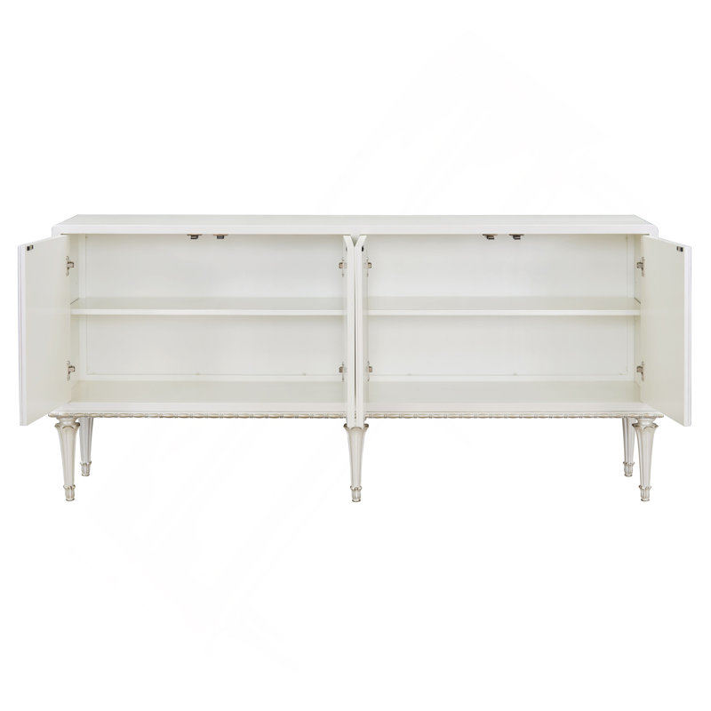 Armoire console Ansaldo blanc perle et argent scintillant
