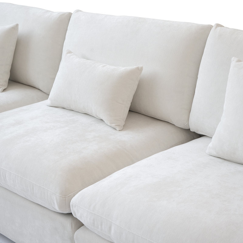 Upholstered U-shaped Symmetrical Sectional With Ottoman, Mousse beige