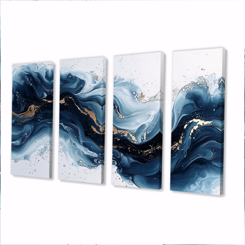 Derby - encre liquide abstraite - art mural moderne, 4, H 28 po x l 48 po