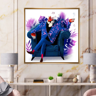 " Blue Cartoon Tiger With Suit "