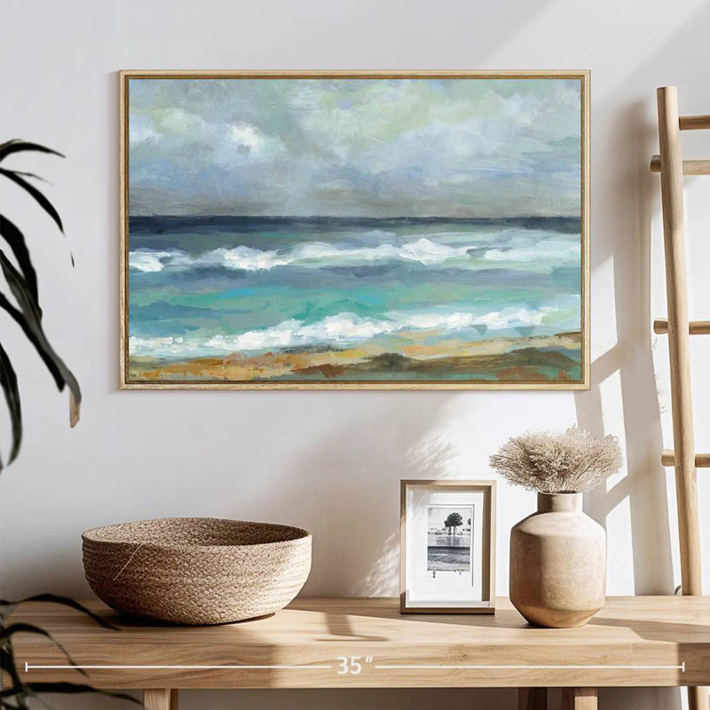 Jour de la mer, Cadre flottant en bois naturel, 25 po x 17 po