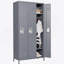 Casier en métal 3 portes H 72 po avec serrure pour employés, armoire de rangement, gris