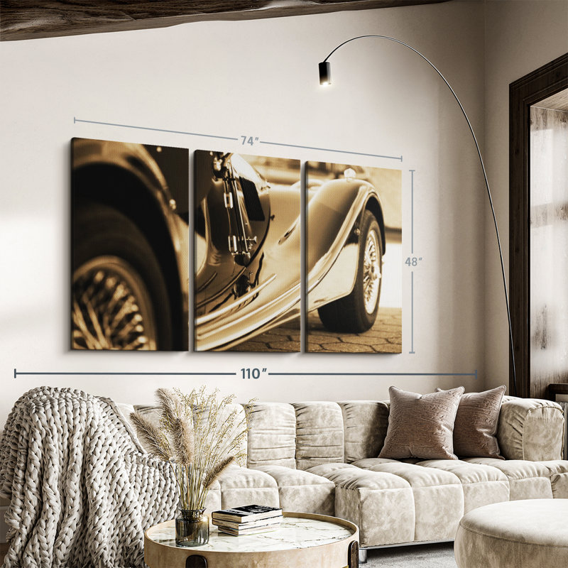 «Sepia Vintage Car» sur toile, H 48 po x l 74 po
