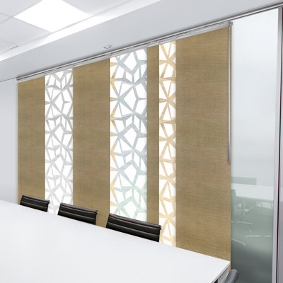 7-Panel Single Rail Panel Track Extendable 110"-153" W x 94" H, Panel width 23.5", Shattered, Canary