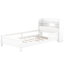 Lit plateforme simple blanc avec rangement à DEL, tête de lit et garde-corps intégrés - Répondez à vos besoins de confort-1128925720-1128925721