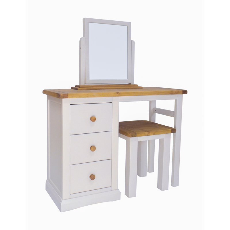Bingley Dressing Table with Mirror, Grey/Yellow/Off White