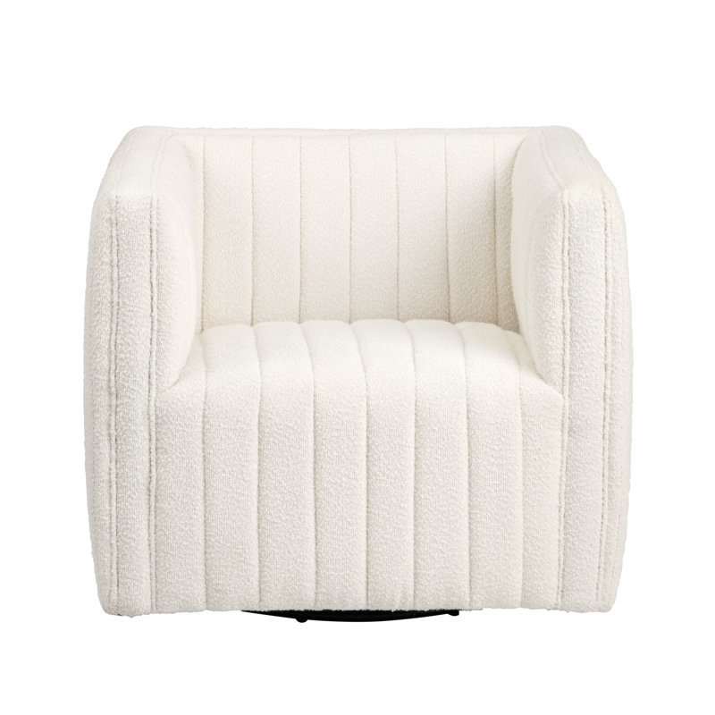 Upholstered Accent Chair, White Polyester