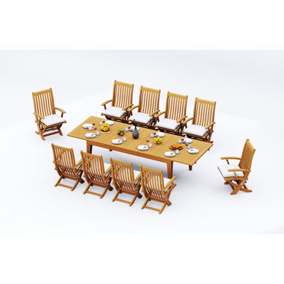Warwick 10 - Person Teak Wood Patio Dining Set with
