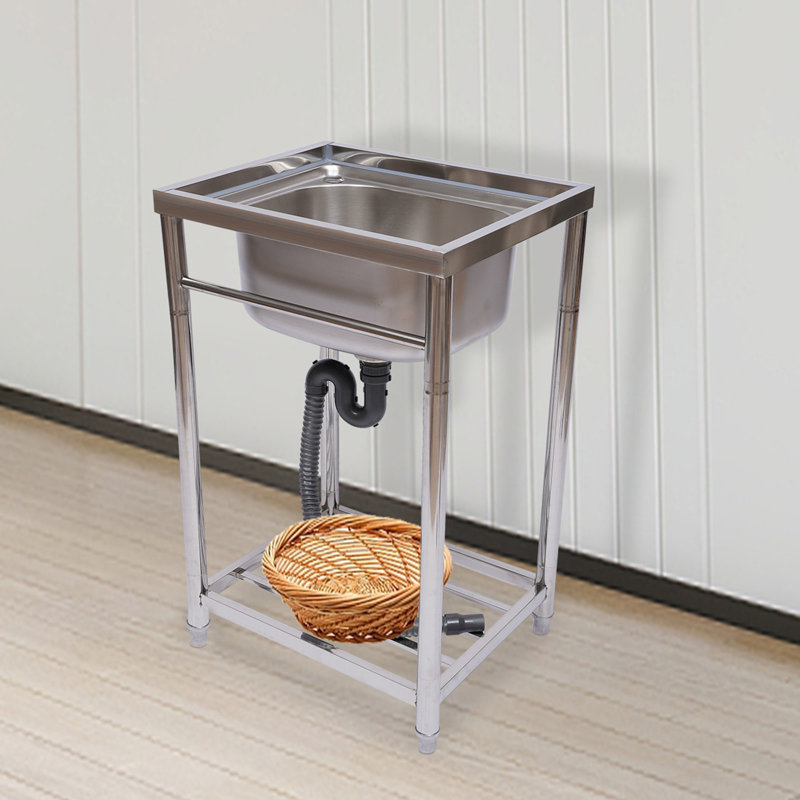 21.65'' L x 17.72'' W Silver Freestanding Bar Sink