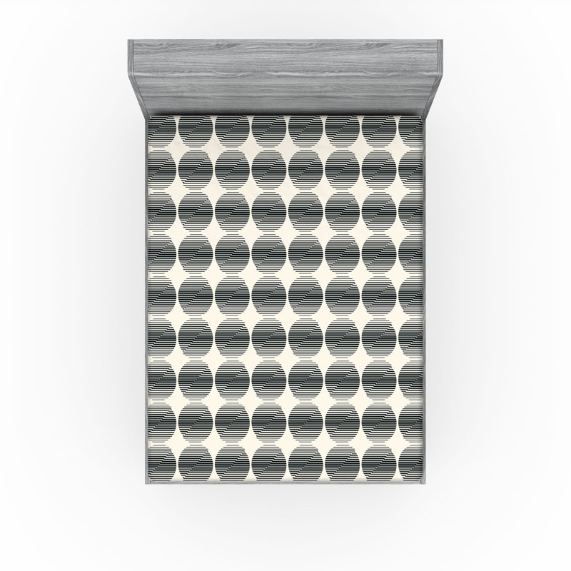 Drap-housse Ambesonne, Gris anthracite, gris, coquille d'œuf / géométr, Drap-housse grand