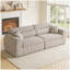 Canapé tissé à compression en chenille rayée, canapé compact à rangée droite avec éponge haute densité, canapé économiseur d'espace requis sans assemblage pour salon, appartement, bureau (blanc et brun)-829285000