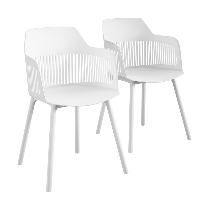 Patio Dining Armchair with Cushion, White