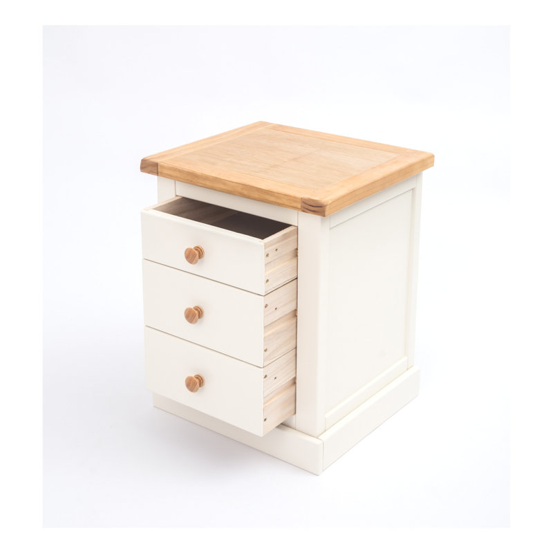 Clayton 45 cm W Bedside Table, White/Beige