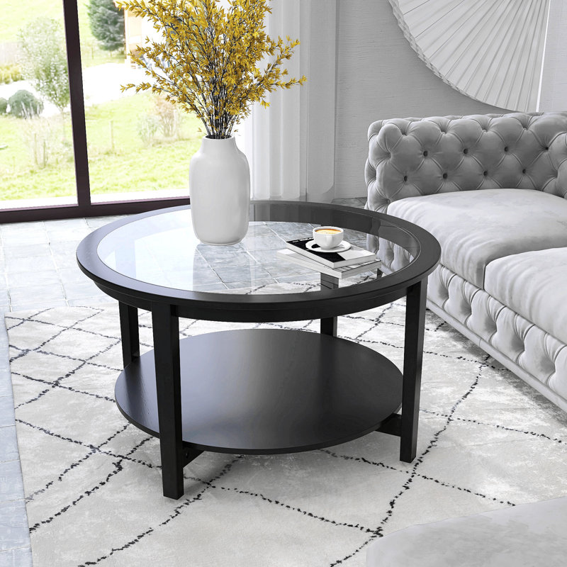 Coffee Table with Storage Living Room Table Round Coffee Table Glass Coffee Table