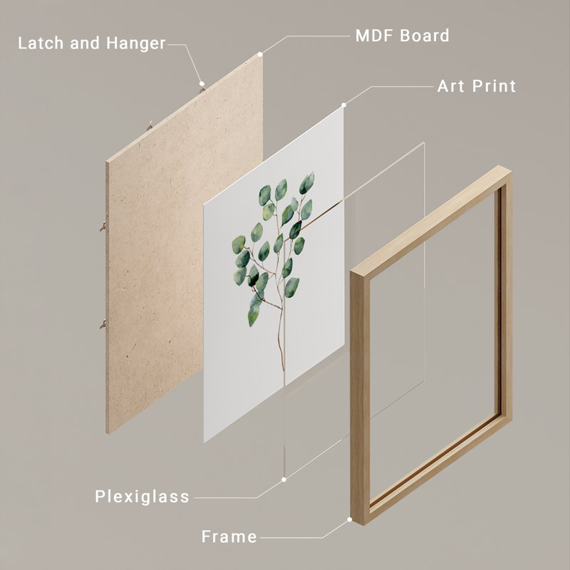 «Green Botanical Plants», œuvre d'art moderne, affiches encadrées, salle de bain, Naturel / naturel, H 14 po x l 11 po