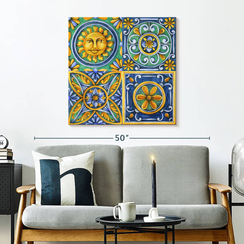 Kerner Flower Pattern Tiles, 30" H x 30" W