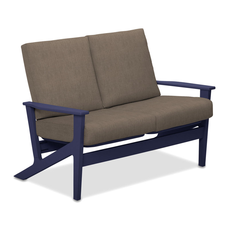 Causeuse avec coussins Chrisa, Tissage uni cendre coulée Sunbrella®, Gris chaleureux