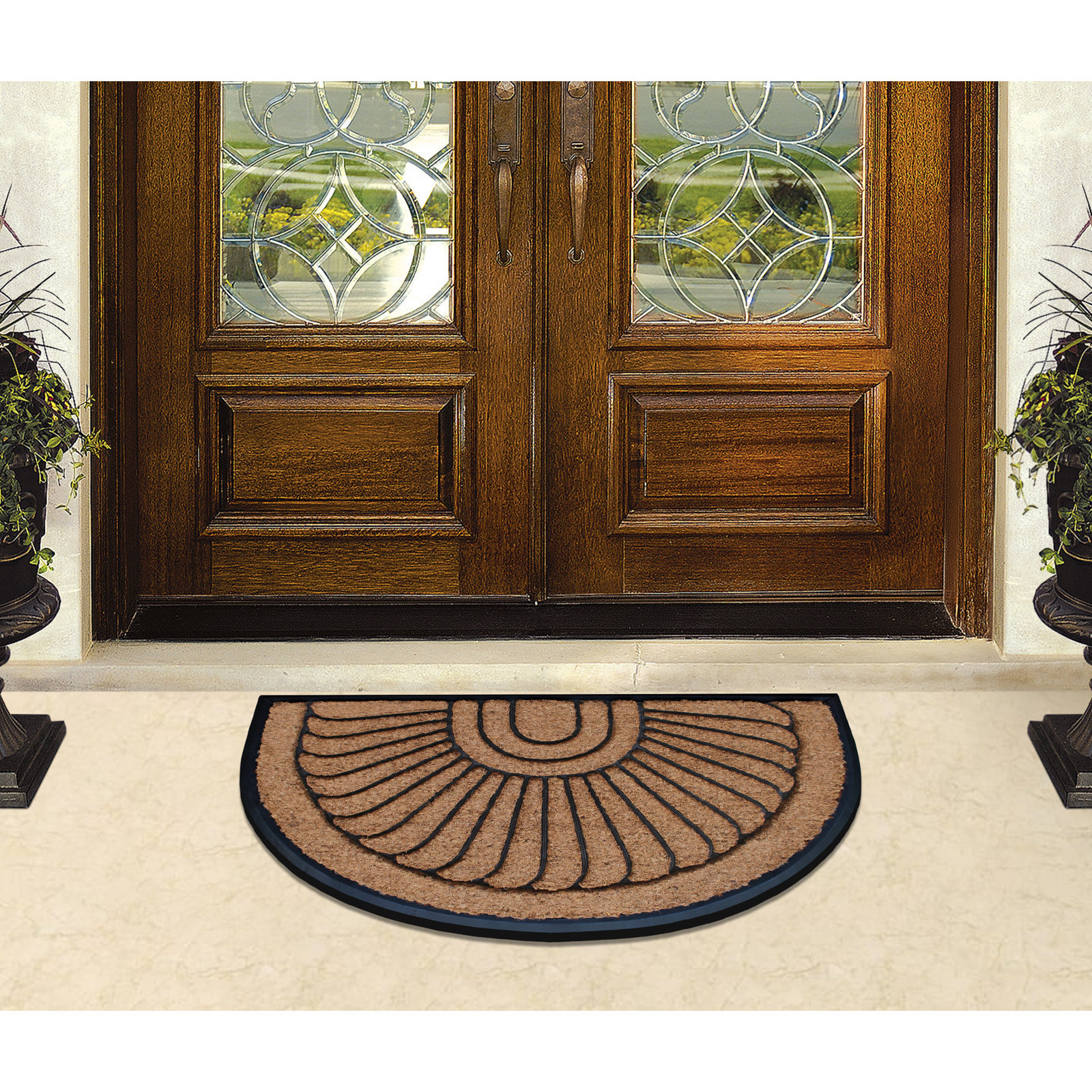 Non-Slip Outdoor Doormat, Semi-Circle 2' x 3'
